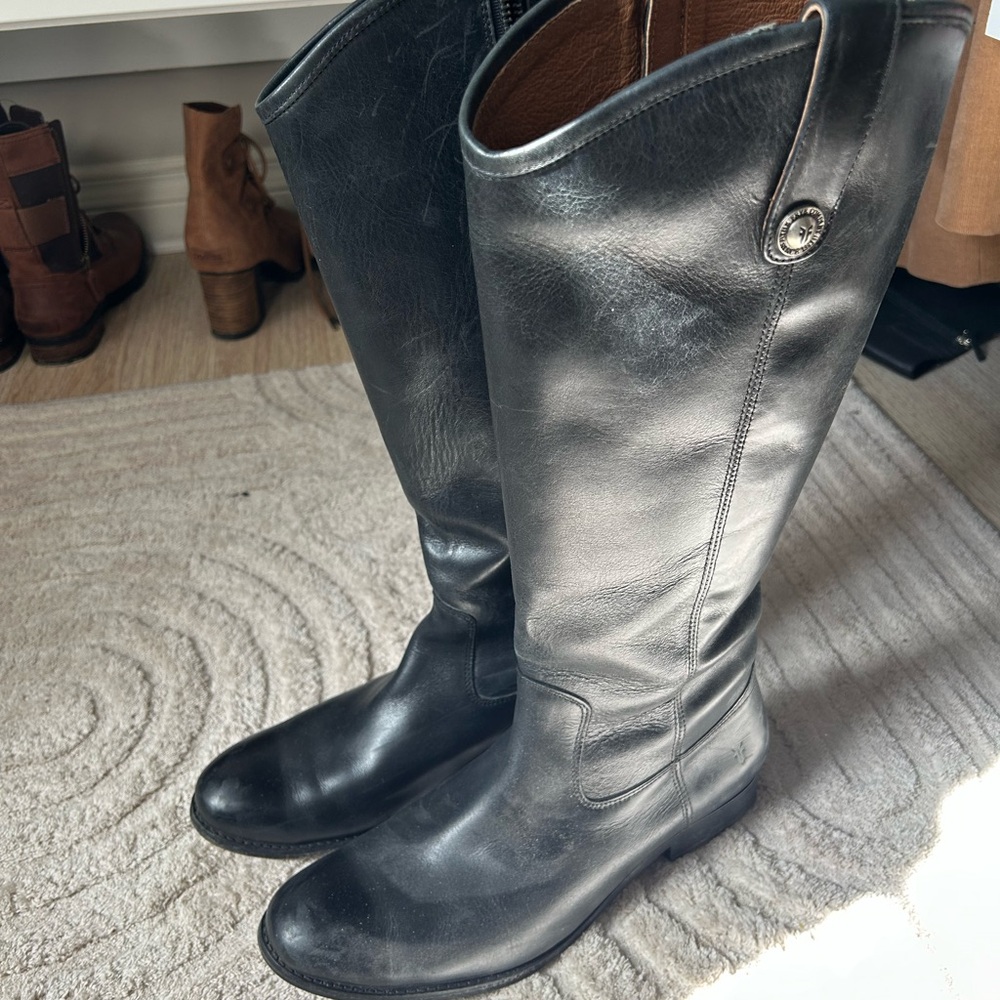 Black Leather Tall Riding Boots